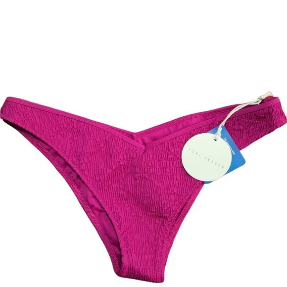 Tori Praver Fuscia Sly Cheeky Bikini Bottom Sz L - Picture 2 of 7
